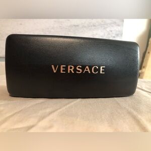 Versace Black Eyewear Case with Gold Logo Accent